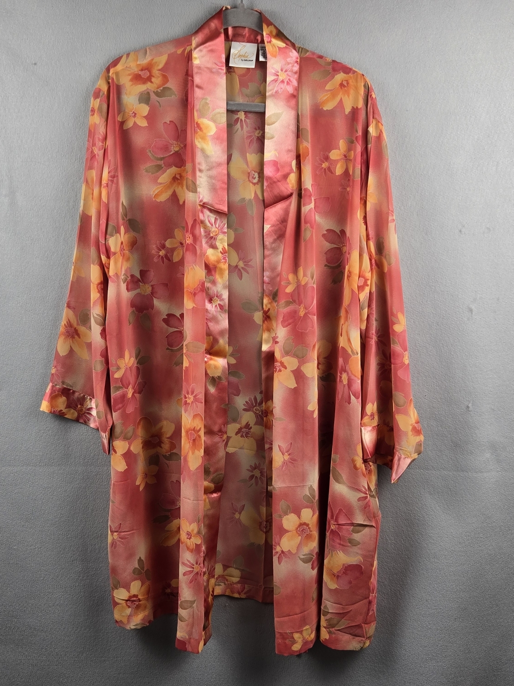 Vintage Y2K Sophia by Delicates Floral Chiffon Kimono Robe L